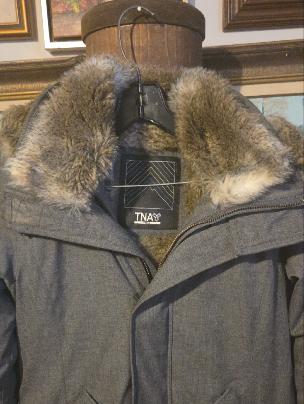 TNA Womens Gray Parka with Faux Fur Trim - Picture 2 of 16